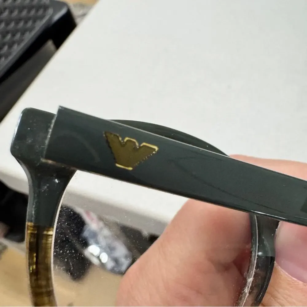 Giorgio Armani Green Tortious Shell Eye Glasses Frames Only Unisex